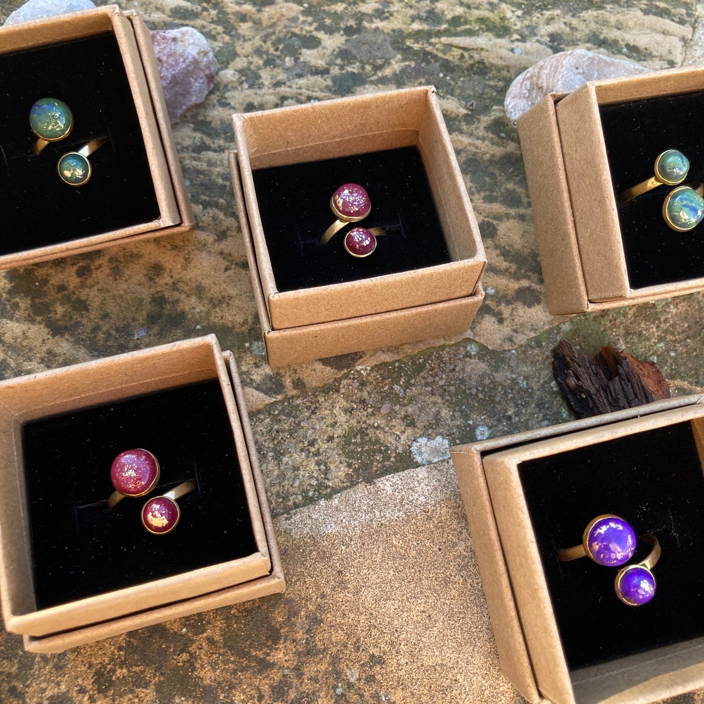 Anillo doble dorado “Galaxy”